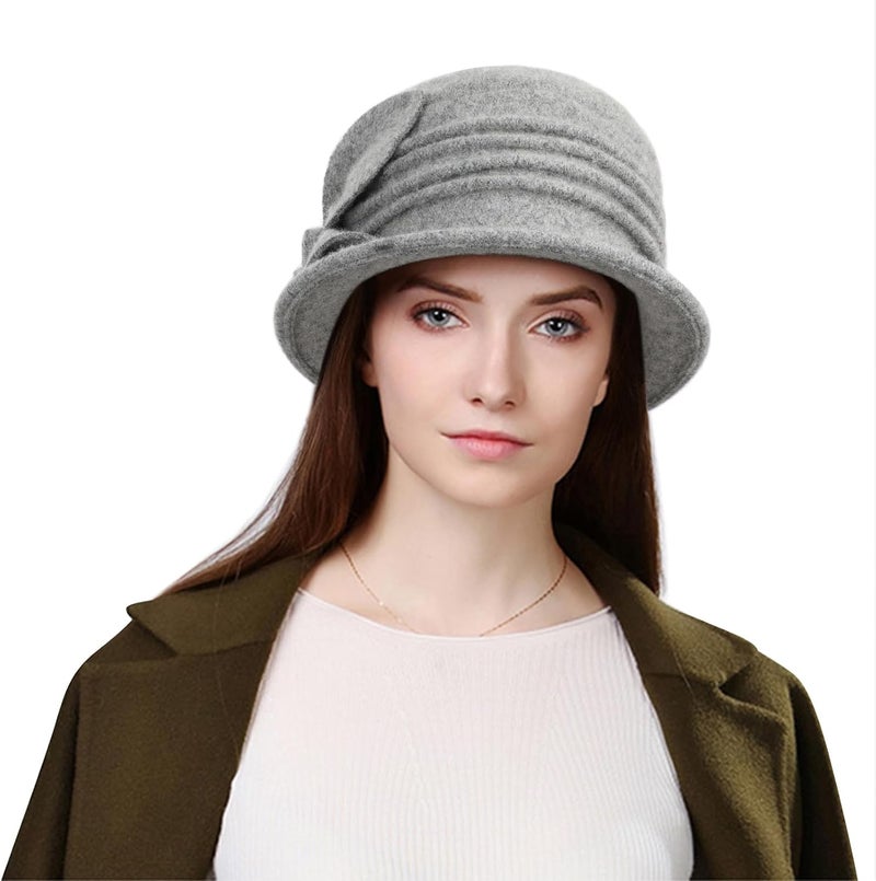 Sumolux Women Beret Hat French Vintage Floral Wool Dress Cloche Classic Winter Hat 1920s - Image 2